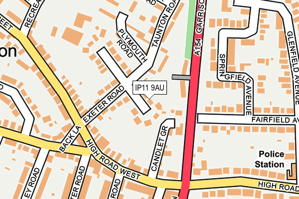 IP11 9AU map - OS OpenMap – Local (Ordnance Survey)