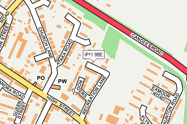 IP11 9BE map - OS OpenMap – Local (Ordnance Survey)
