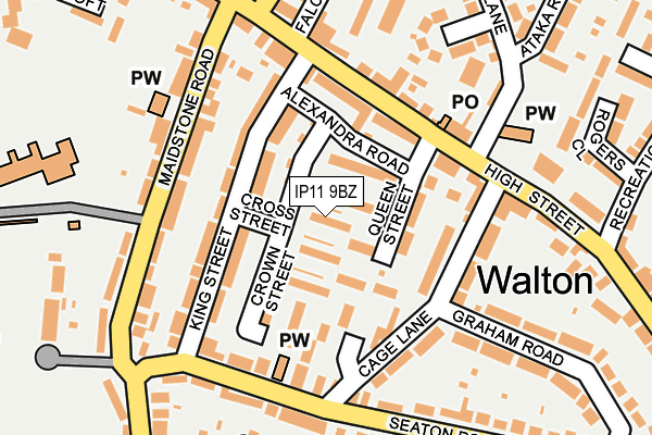 IP11 9BZ map - OS OpenMap – Local (Ordnance Survey)