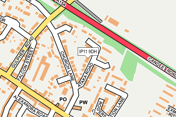 IP11 9DH map - OS OpenMap – Local (Ordnance Survey)
