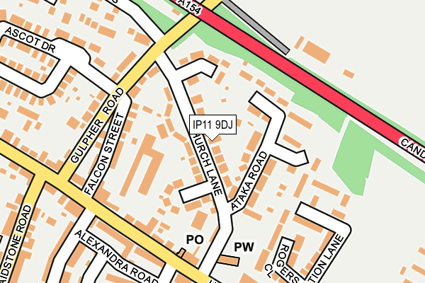 IP11 9DJ map - OS OpenMap – Local (Ordnance Survey)