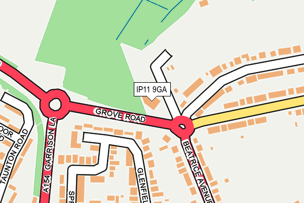 IP11 9GA map - OS OpenMap – Local (Ordnance Survey)