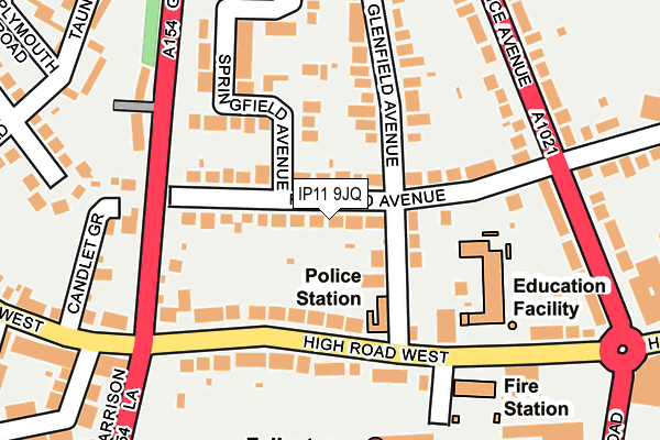 IP11 9JQ map - OS OpenMap – Local (Ordnance Survey)