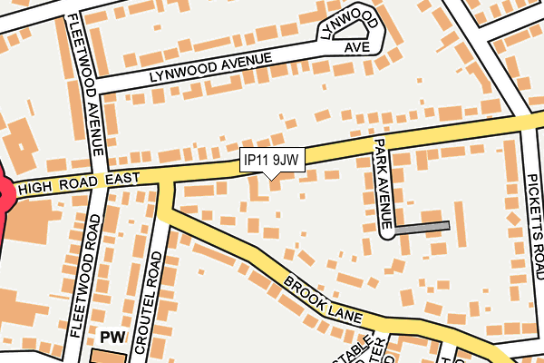 IP11 9JW map - OS OpenMap – Local (Ordnance Survey)