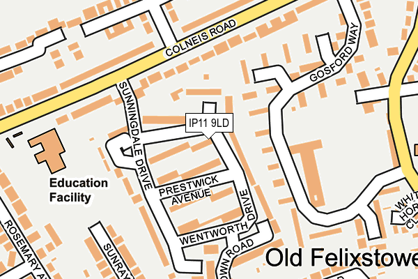 IP11 9LD map - OS OpenMap – Local (Ordnance Survey)