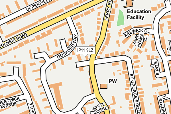 IP11 9LZ map - OS OpenMap – Local (Ordnance Survey)