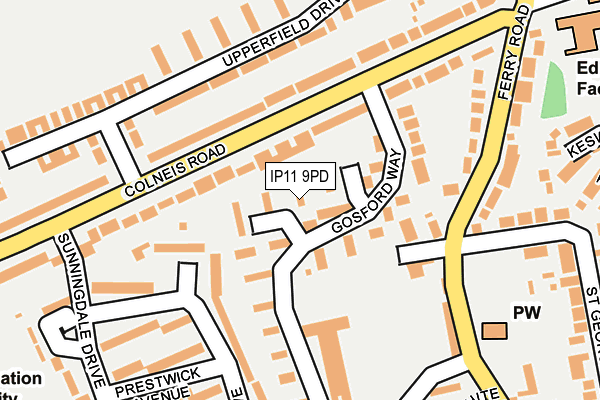 IP11 9PD map - OS OpenMap – Local (Ordnance Survey)