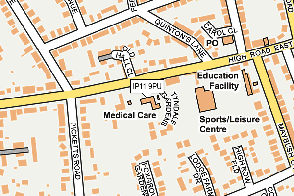 IP11 9PU map - OS OpenMap – Local (Ordnance Survey)