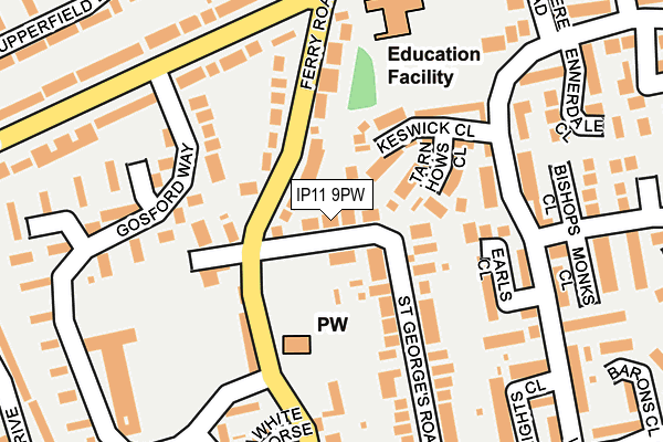 IP11 9PW map - OS OpenMap – Local (Ordnance Survey)