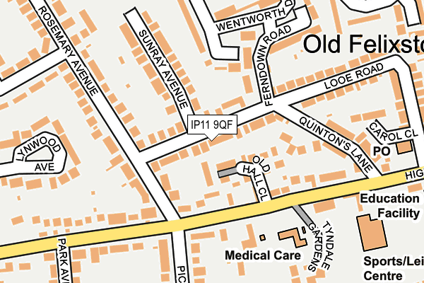 IP11 9QF map - OS OpenMap – Local (Ordnance Survey)