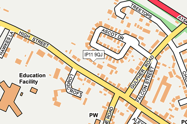 IP11 9QJ map - OS OpenMap – Local (Ordnance Survey)