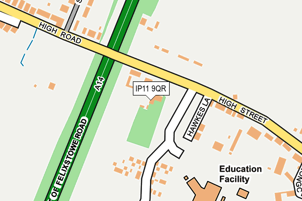 IP11 9QR map - OS OpenMap – Local (Ordnance Survey)