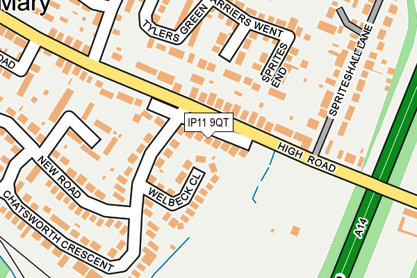 IP11 9QT map - OS OpenMap – Local (Ordnance Survey)