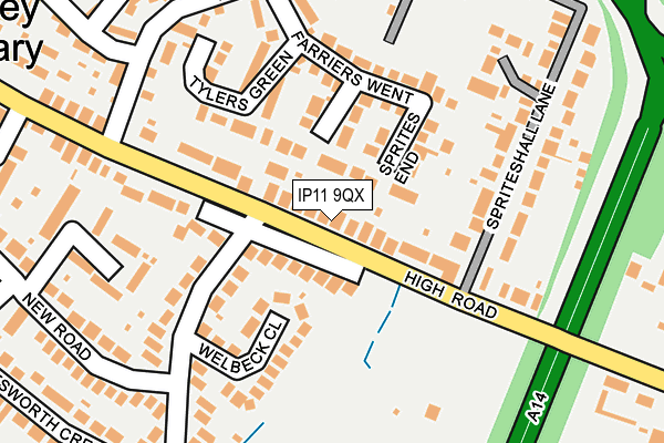 IP11 9QX map - OS OpenMap – Local (Ordnance Survey)