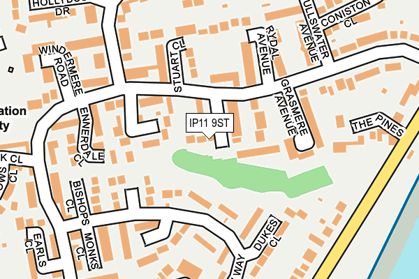 IP11 9ST map - OS OpenMap – Local (Ordnance Survey)
