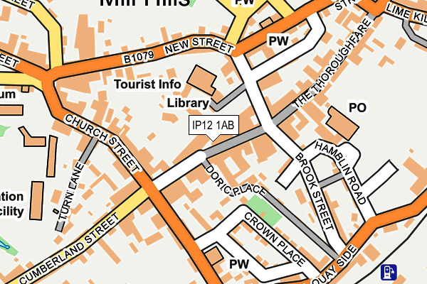 IP12 1AB map - OS OpenMap – Local (Ordnance Survey)