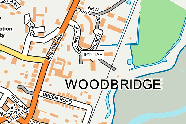 IP12 1AE map - OS OpenMap – Local (Ordnance Survey)