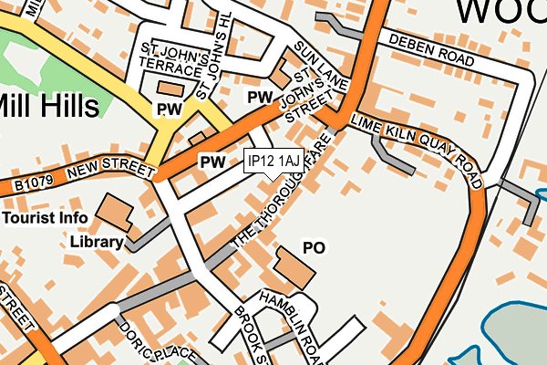 IP12 1AJ map - OS OpenMap – Local (Ordnance Survey)