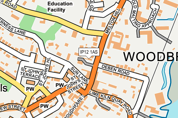 IP12 1AS map - OS OpenMap – Local (Ordnance Survey)