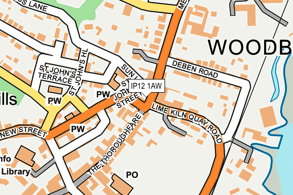 IP12 1AW map - OS OpenMap – Local (Ordnance Survey)