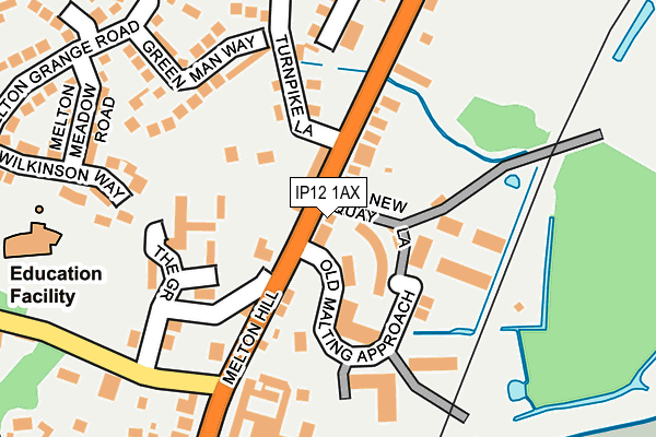 IP12 1AX map - OS OpenMap – Local (Ordnance Survey)