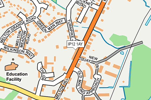 IP12 1AY map - OS OpenMap – Local (Ordnance Survey)