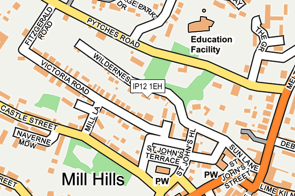 IP12 1EH map - OS OpenMap – Local (Ordnance Survey)