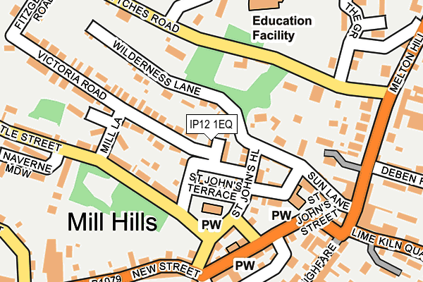 IP12 1EQ map - OS OpenMap – Local (Ordnance Survey)