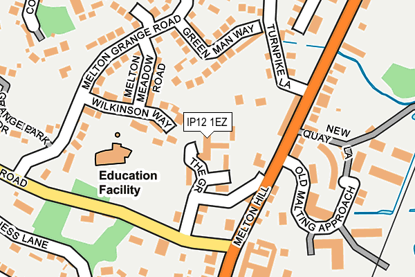 IP12 1EZ map - OS OpenMap – Local (Ordnance Survey)