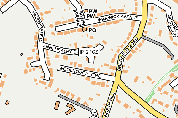 IP12 1GZ map - OS OpenMap – Local (Ordnance Survey)