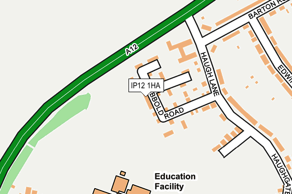 IP12 1HA map - OS OpenMap – Local (Ordnance Survey)