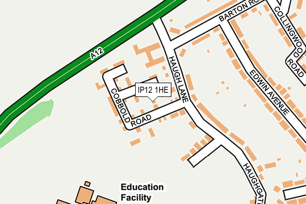 IP12 1HE map - OS OpenMap – Local (Ordnance Survey)