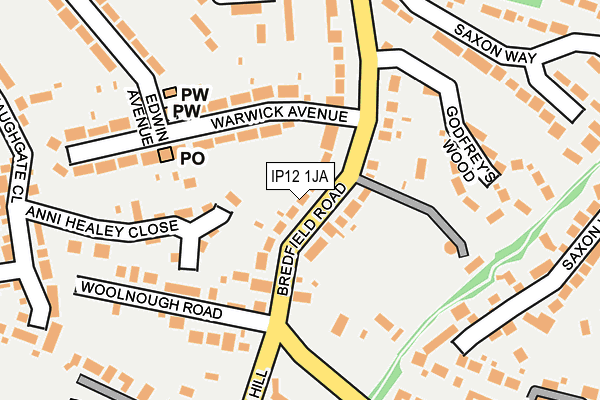 IP12 1JA map - OS OpenMap – Local (Ordnance Survey)