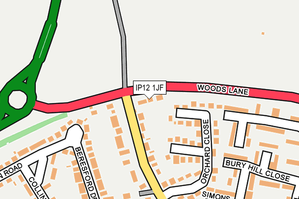 IP12 1JF map - OS OpenMap – Local (Ordnance Survey)