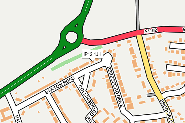 IP12 1JH map - OS OpenMap – Local (Ordnance Survey)