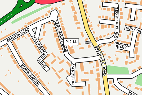 IP12 1JJ map - OS OpenMap – Local (Ordnance Survey)