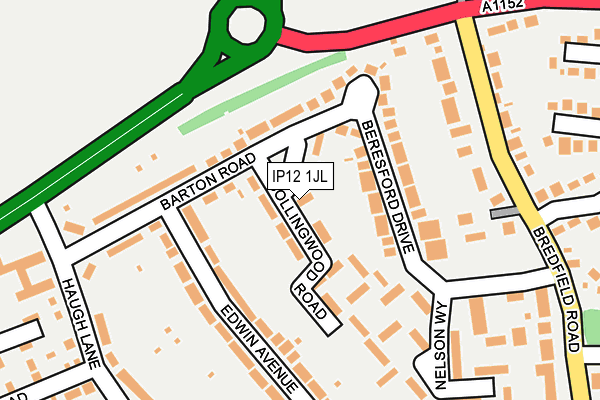IP12 1JL map - OS OpenMap – Local (Ordnance Survey)