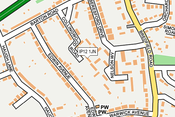 IP12 1JN map - OS OpenMap – Local (Ordnance Survey)