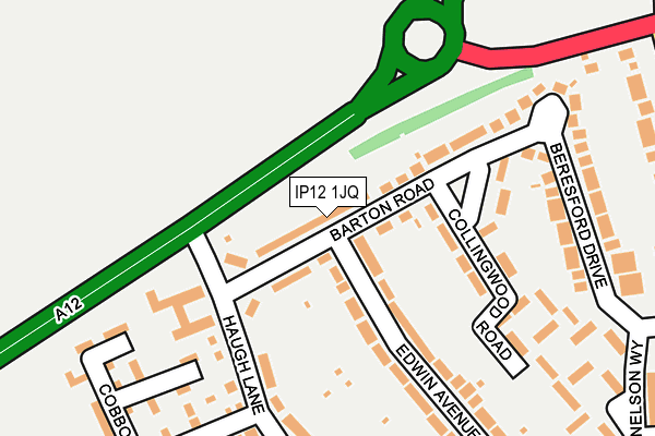 IP12 1JQ map - OS OpenMap – Local (Ordnance Survey)