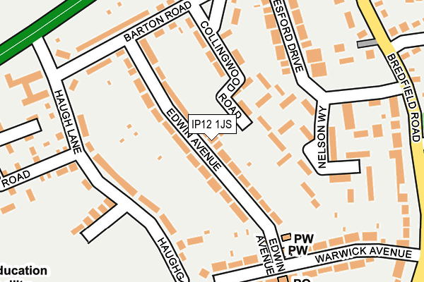 IP12 1JS map - OS OpenMap – Local (Ordnance Survey)