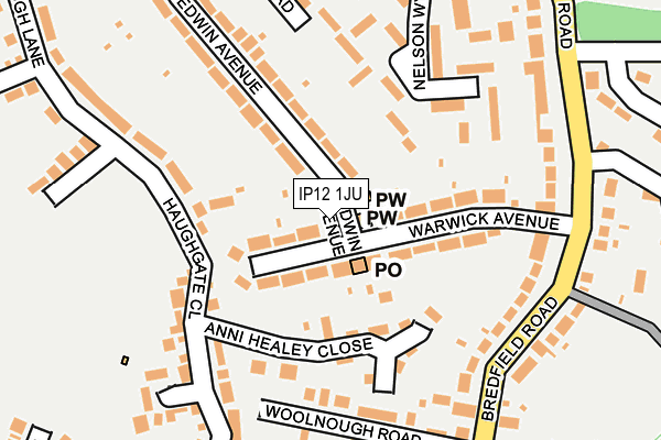 IP12 1JU map - OS OpenMap – Local (Ordnance Survey)