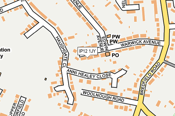 IP12 1JY map - OS OpenMap – Local (Ordnance Survey)