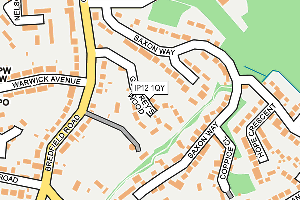 IP12 1QY map - OS OpenMap – Local (Ordnance Survey)