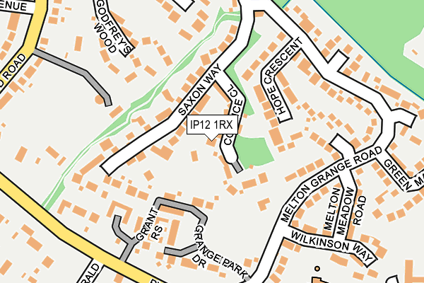 IP12 1RX map - OS OpenMap – Local (Ordnance Survey)
