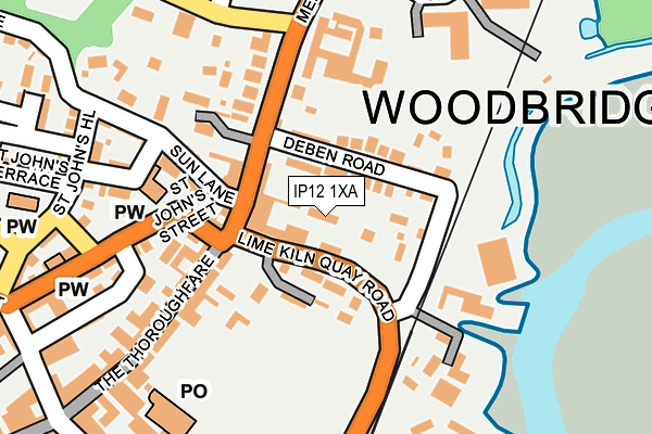 IP12 1XA map - OS OpenMap – Local (Ordnance Survey)