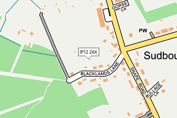 IP12 2AX map - OS OpenMap – Local (Ordnance Survey)
