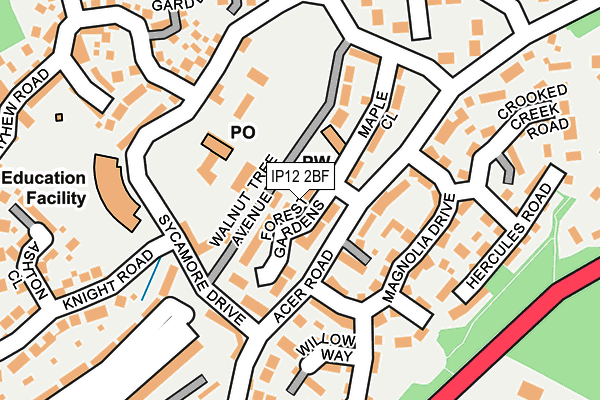 IP12 2BF map - OS OpenMap – Local (Ordnance Survey)