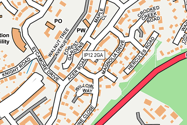 IP12 2GA map - OS OpenMap – Local (Ordnance Survey)