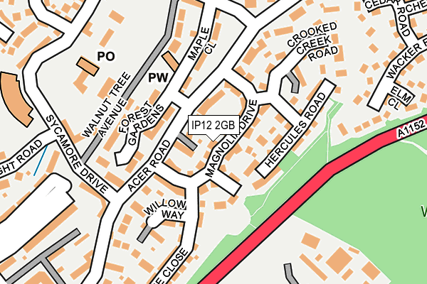 IP12 2GB map - OS OpenMap – Local (Ordnance Survey)