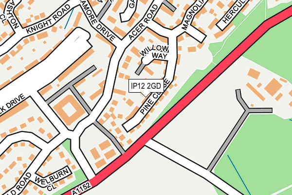 IP12 2GD map - OS OpenMap – Local (Ordnance Survey)